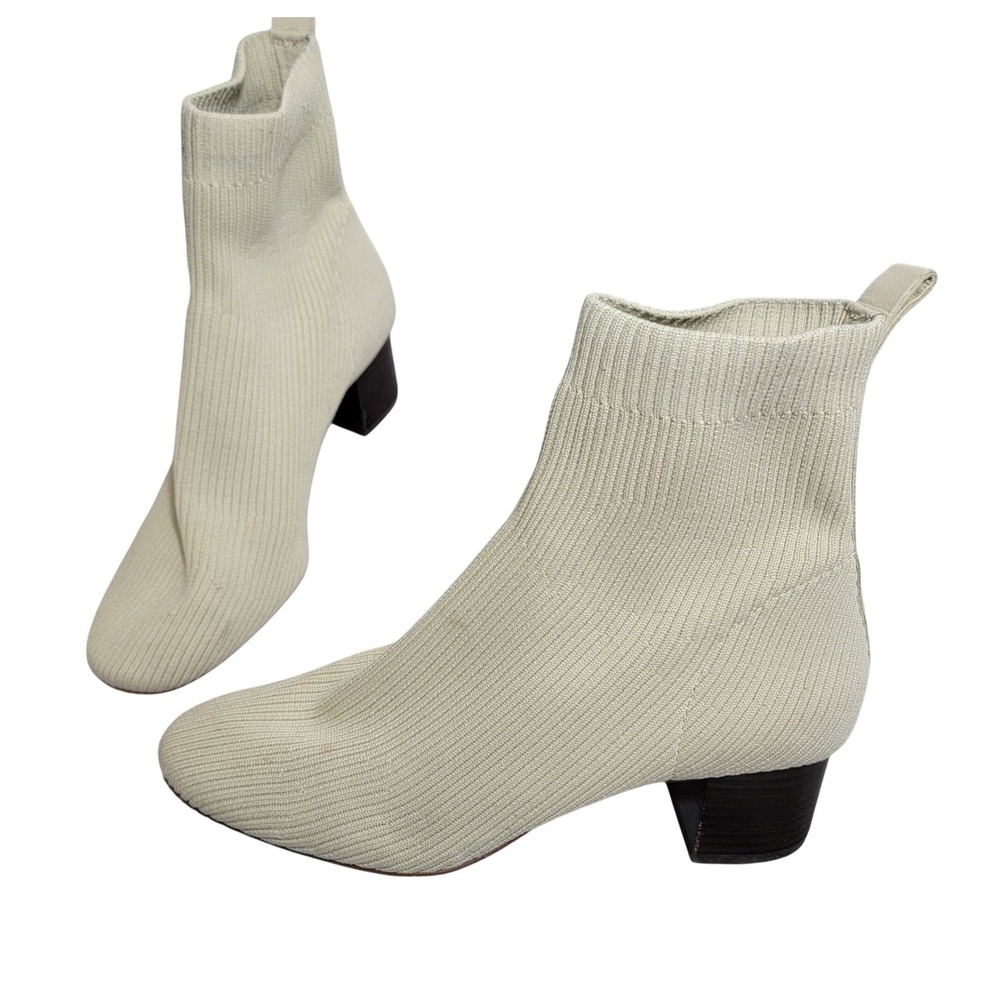 Everlane The Glove Boot ReKnit Bone Cream Ribbed Sock Ankle Boots Womens Size‎ 9
